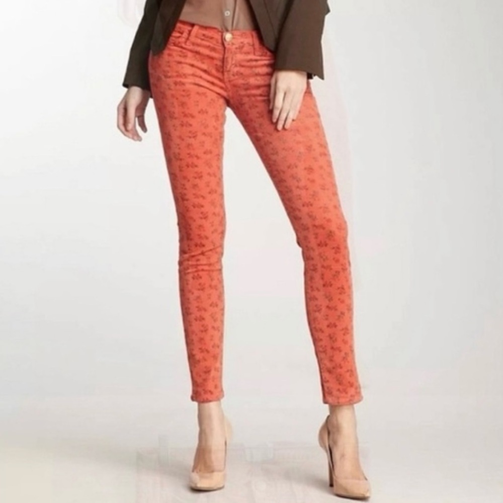 ANTHROPOLOGIE Current/Elliott The Ankle Skinny Poppy Ditsy Blossom Size 25